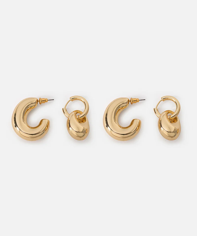 ابيكول Metal Hoop Earrings Set
